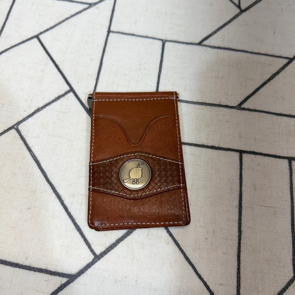 CMC Golf Money Clip Wallet OS Brown Leather Quail Emblem Bifold
